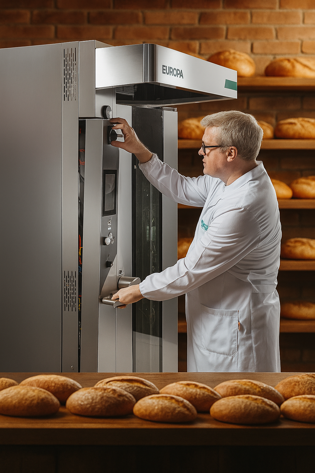 Técnico especializado realizando mantenimiento a un horno industrial en una cocina profesional.